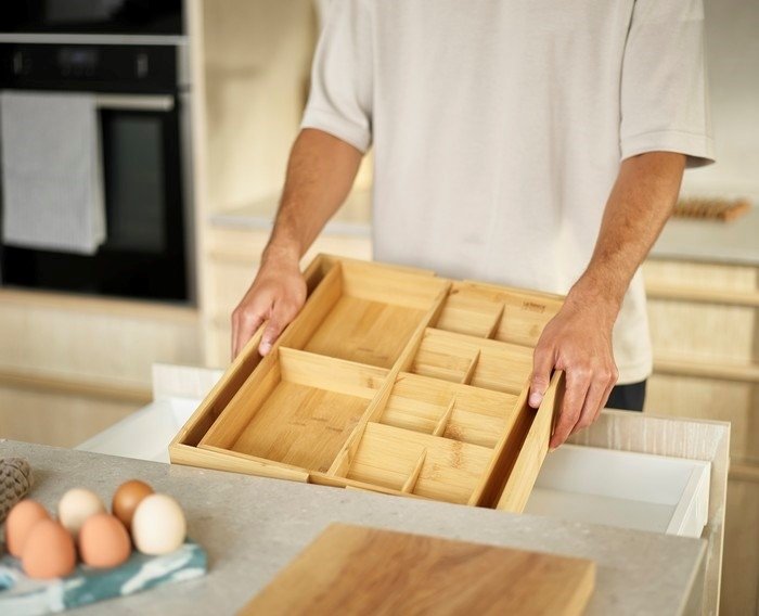 Joseph Joseph DRAWER Rozsuwany Organizer na Sztućće - Wkład do Szuflady / Drewniany