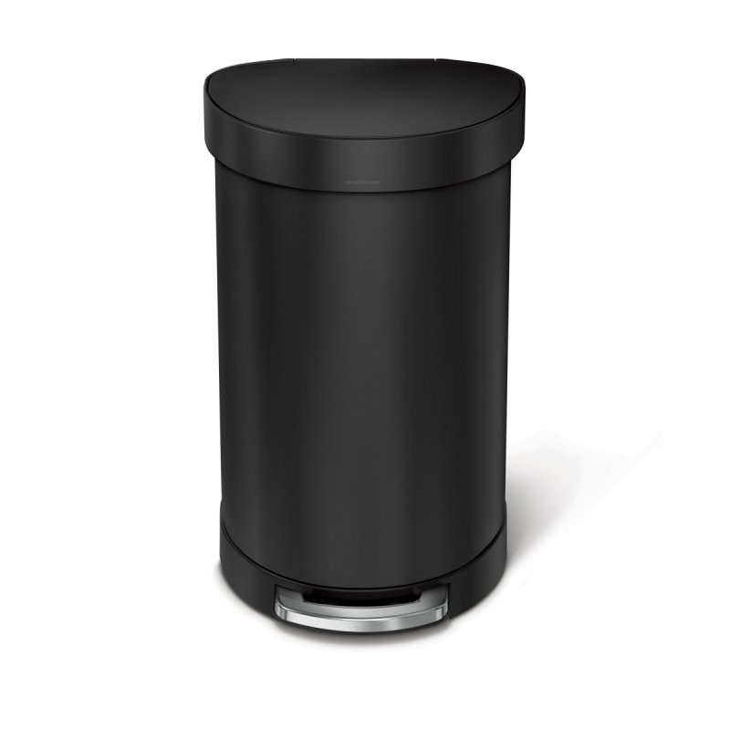simplehuman Kosz na Śmieci Pedałowy 45 l Półokrągły / Czarny Mat