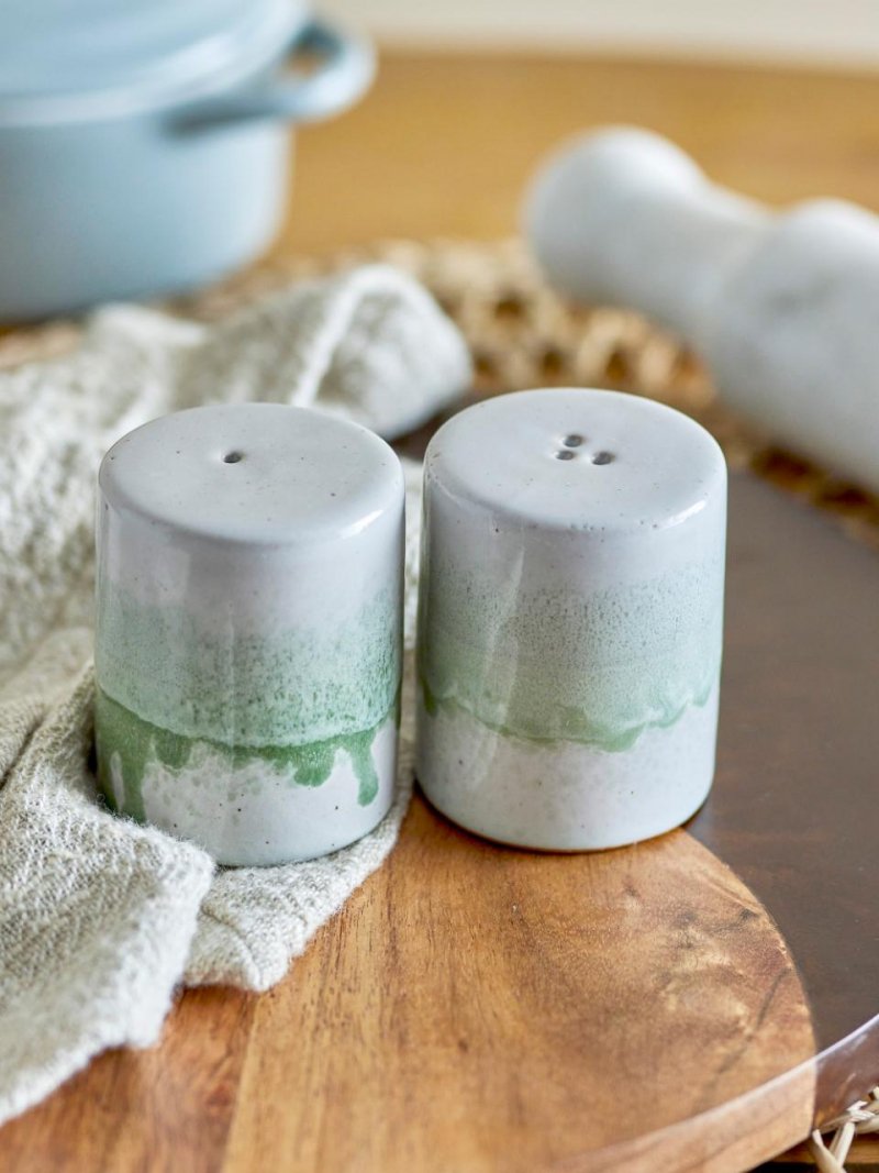 Bloomingville PAULA Ceramiczna Solniczka i Pieprzniczka / Zielona