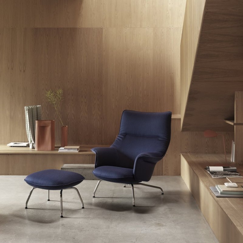 Muuto DOZE Fotel Tapicerowany - Brązowa Skóra Cognac / Nogi Chromowane