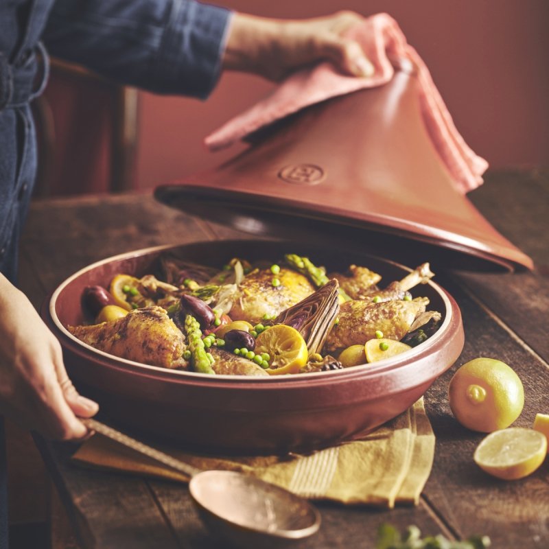 Emile Henry DELIGHT Tagine na Indukcję 4 l / Czarne z Czerwoną Pokrywka