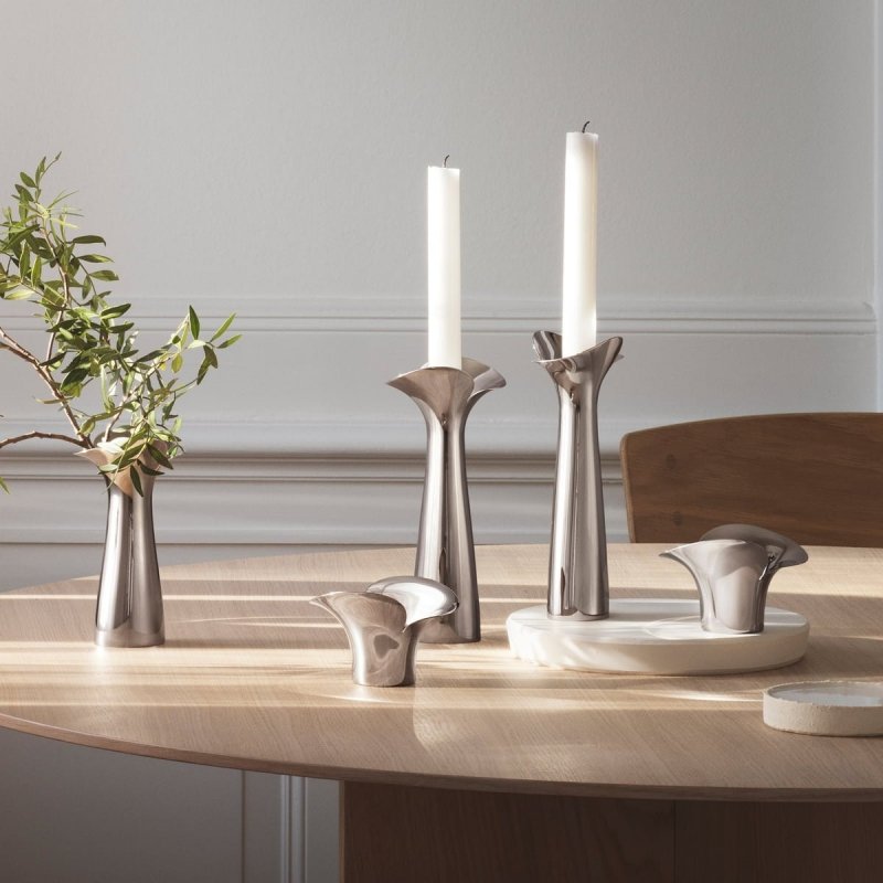 Georg Jensen BLOOM BOTANICA Stalowy Wazon do Kwiatów 22 cm / Srebrny Połysk