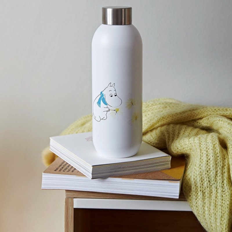 Stelton KEEP COOL Stalowa Butelka do Wody 750 ml MUMINKI Biała