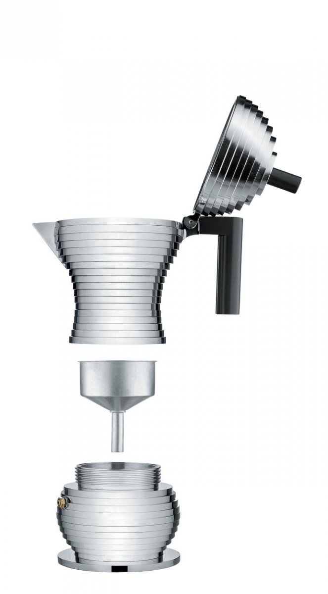 Alessi PULCINA Kawiarka - Zaparzacz do Espresso 70 ml - Czarna Rączka