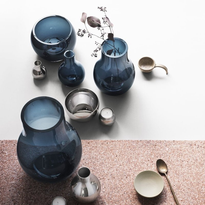 Georg Jensen CAFU Szklany Wazon do Kwiatów 30 cm / Niebieski