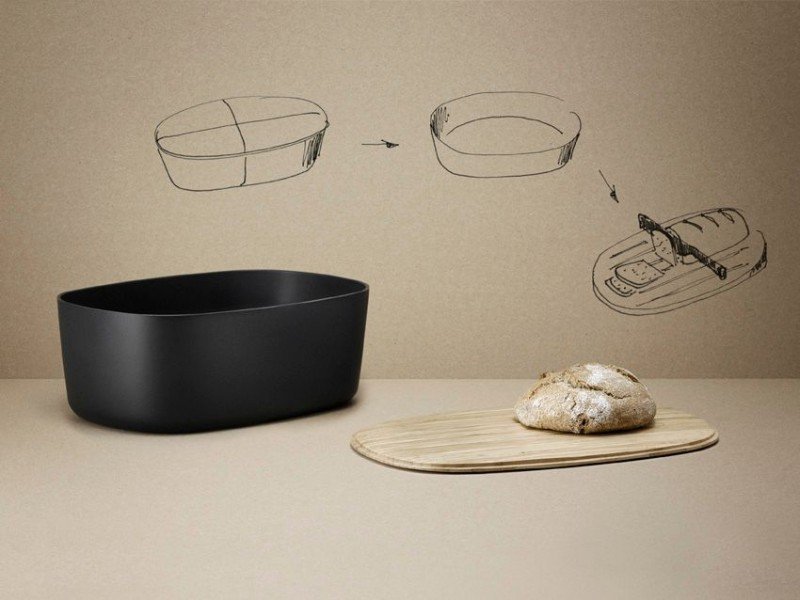 RIG-TIG by Stelton BOX-IT Chlebak - Pojemnik na Chleb z Deską Bambusową Czarny