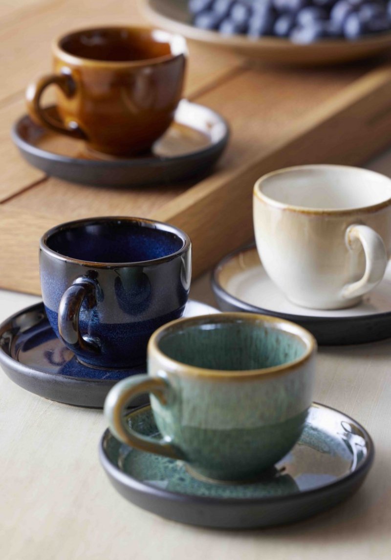 Bitz NORDIC Filiżanki ze Spodkiem do Kawy Espresso 70 ml Kremowe