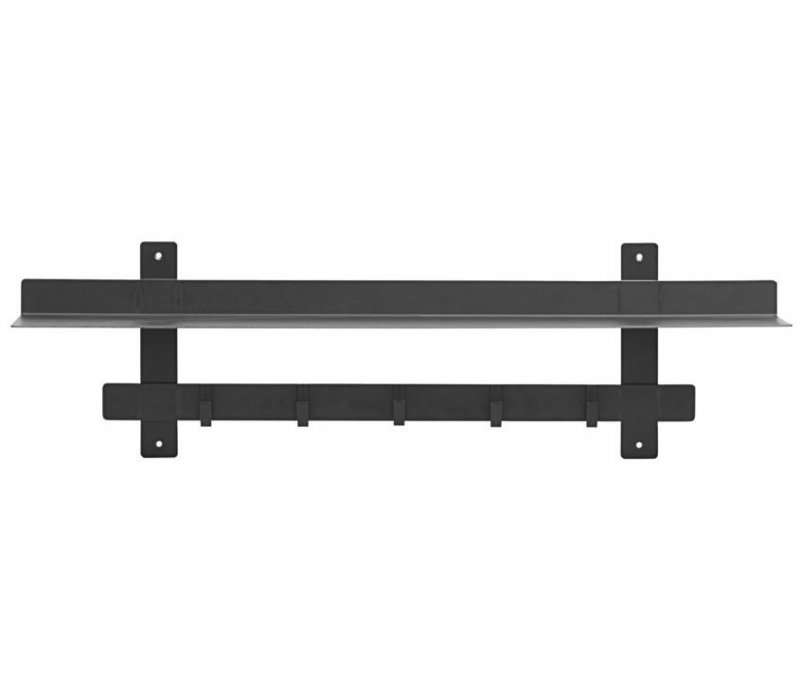 House Doctor TAG Wieszak Ścienny z Półką 80 cm / Czarny