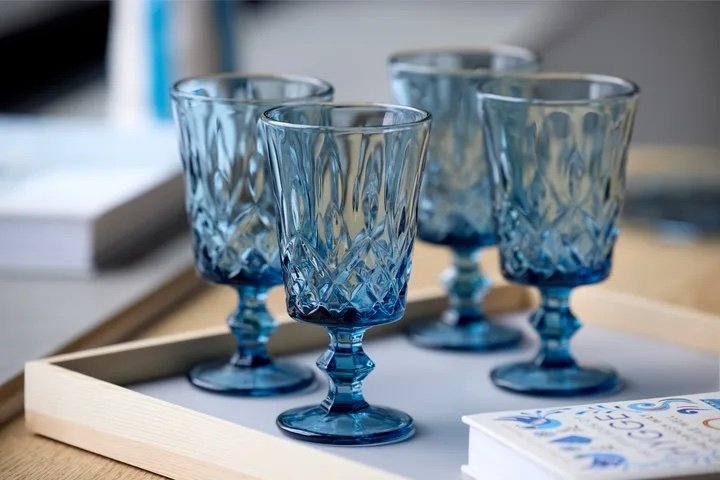Lyngby Glass SORRENTO Kieliszki do Wina 290 ml 4 Szt. / Niebieskie