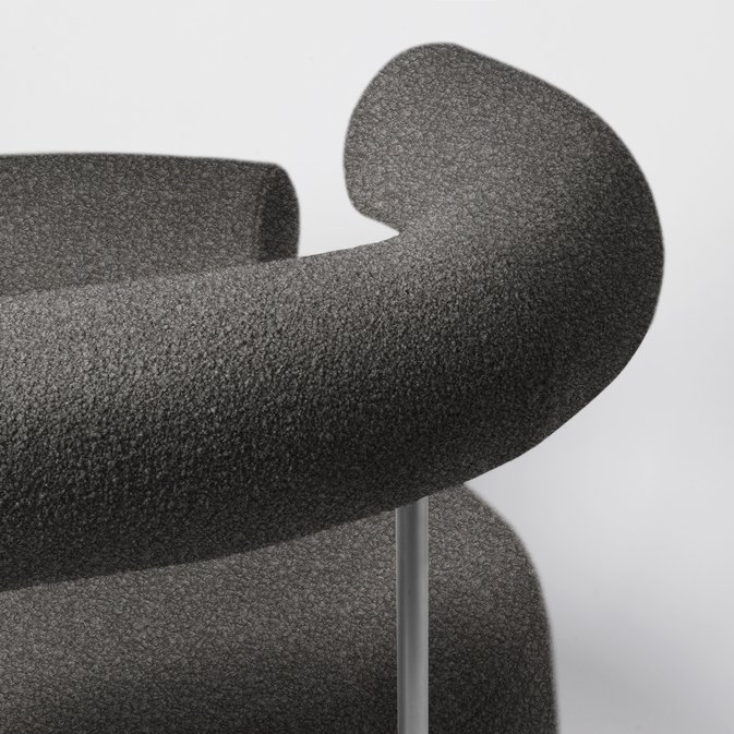 Kristina dam studio SOLITUDE Fotel Tapicerowany Boucle / Ciemnoszary