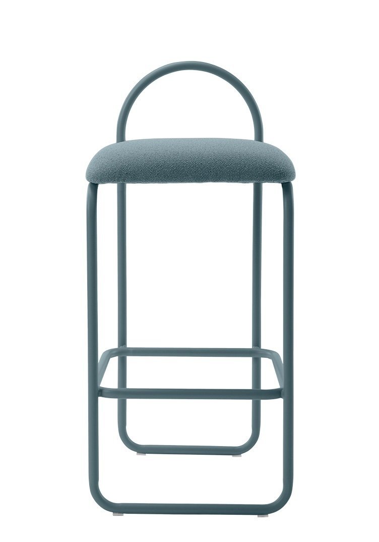 Aytm ANGUI Krzesło Barowe 82,5 cm - Hoker / Niebieski DUSTY BLUE BOUCLÉ