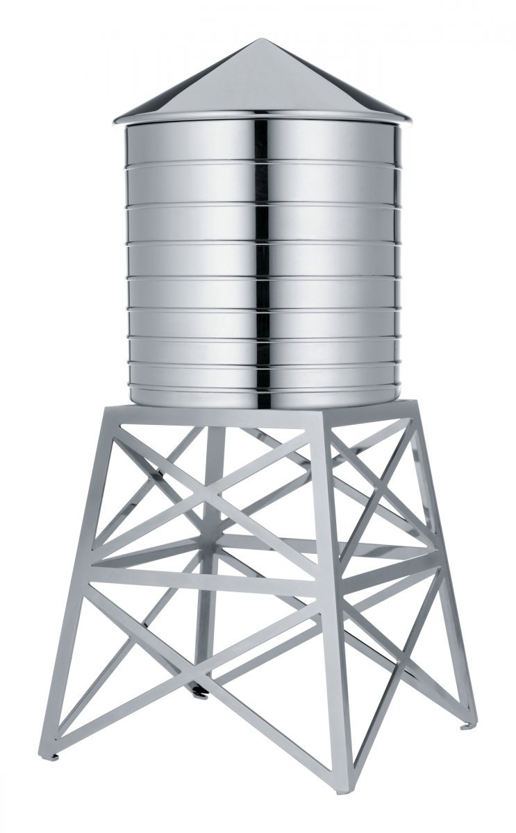 Alessi WATER TOWER Stalowy Pojemnik z Pokrywką / Cukiernica