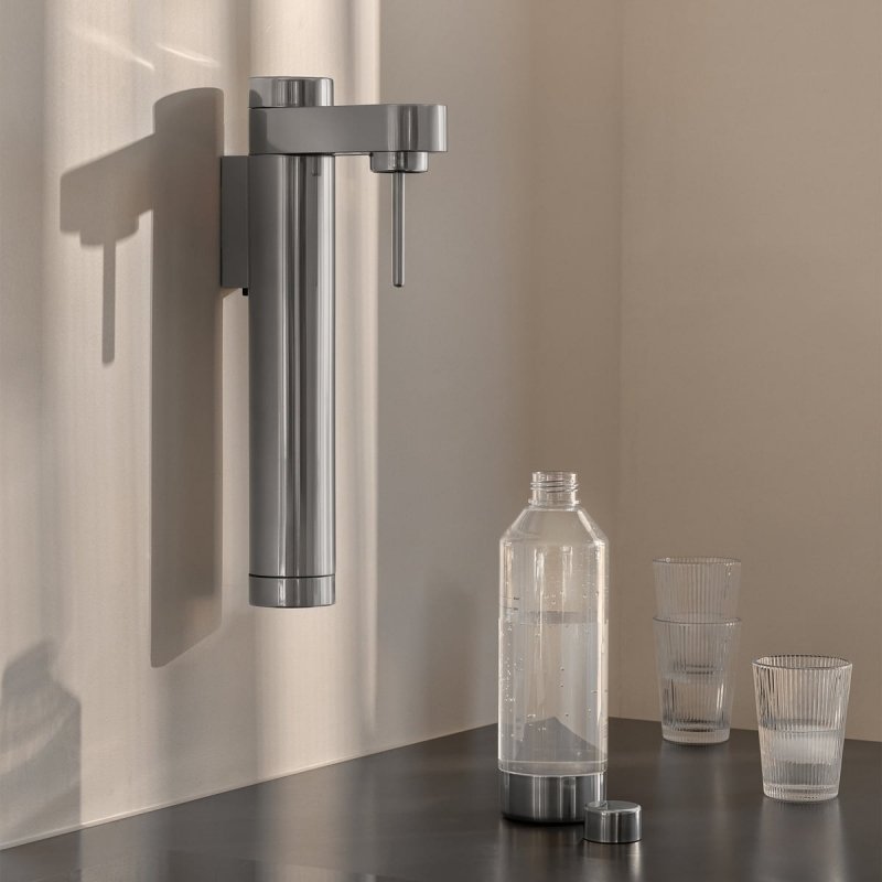Stelton BRUS CARBONATOR Ścienny Ekspres do Gazowania - Stalowy Saturator do Wody Gazowanej / Srebrny