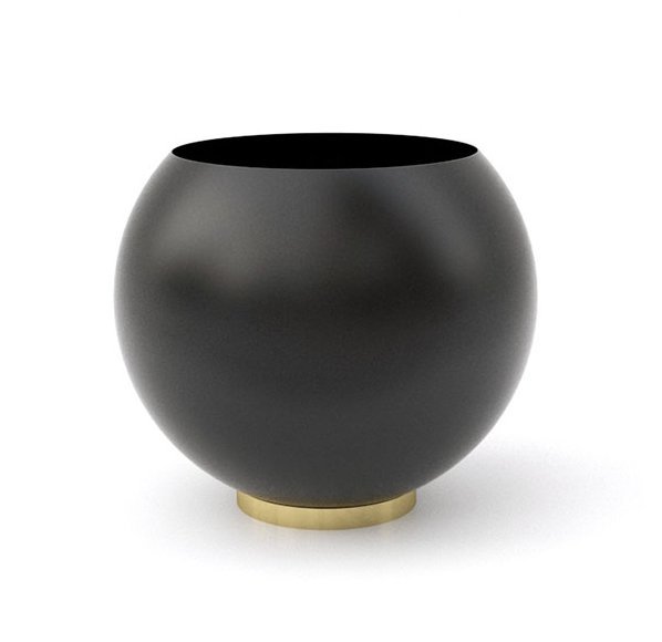 Aytm GLOBE Donica do Kwiatów 30 cm Czarna na Złotej Podstawie