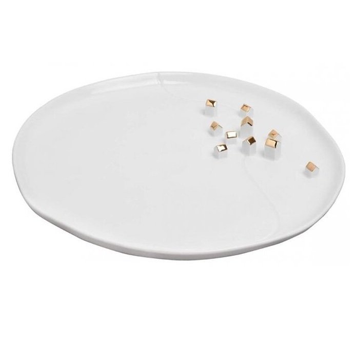 Rader CHRISTMAS Świąteczna Patera - Talerz do Serwowania 32 cm Złote Domki