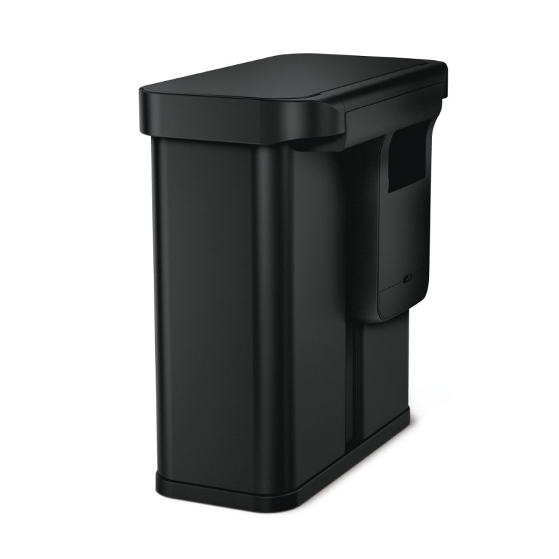 Simplehuman LINER POCKET RECYCLER Sensorowy Kosz na Śmieci 58 l Dwukomorowy Automatycznie Otwierany z Czujnikiem Głosu / Czarny