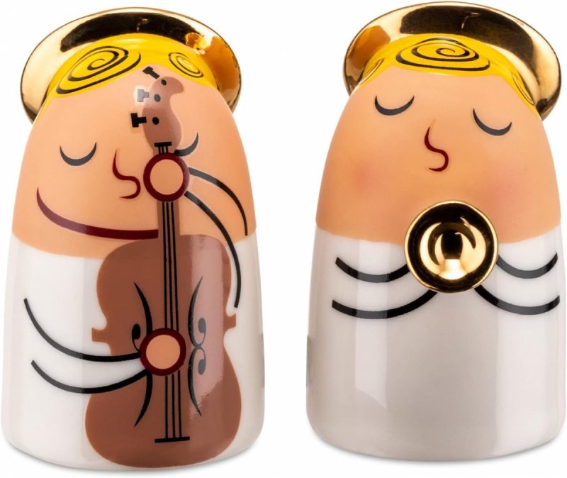 Alessi ANGELS BAND Figurki Świąteczne - Aniołki z Trąbką i Skrzypcami 2 Szt.