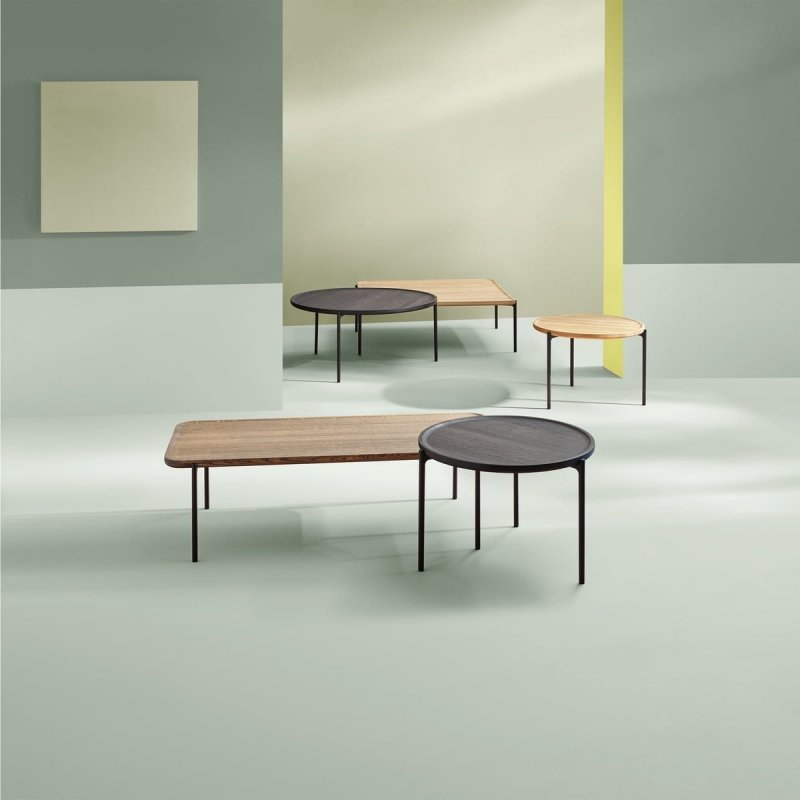 Eva Solo SAVOYE Okrągły Stolik Kawowy 90 cm (wys. 42 cm) Czarny / Blat Ciemny Dąb