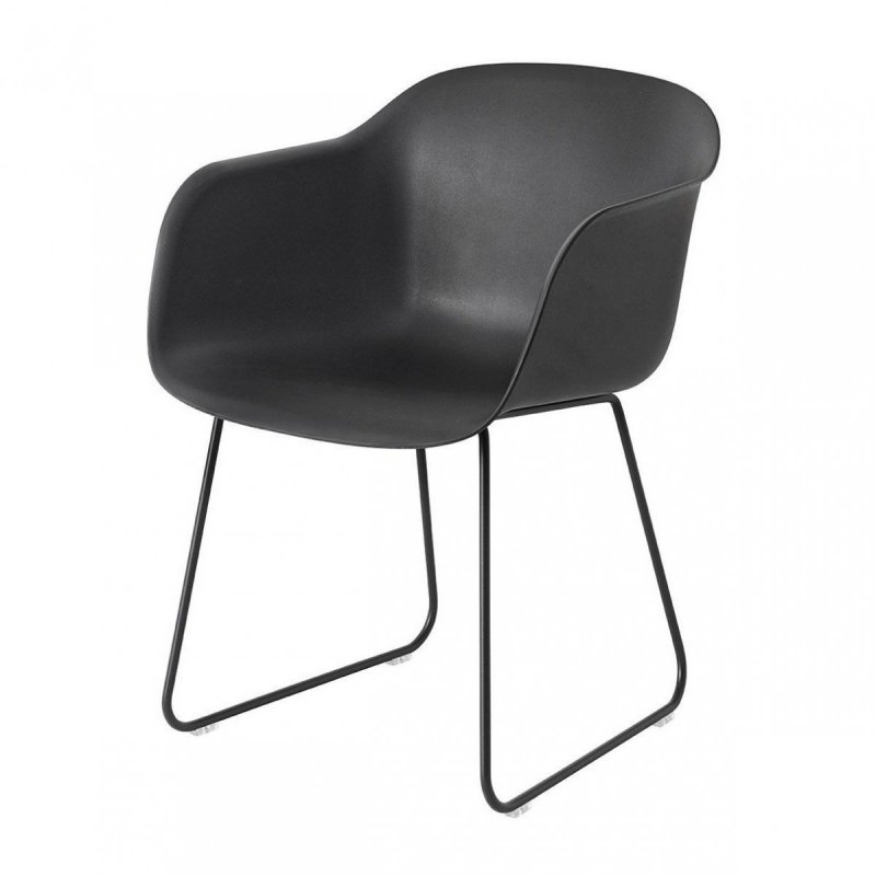 Muuto FIBER ARMCHAIR SLED BASE Krzesło - Czarne / Metalowa Rama