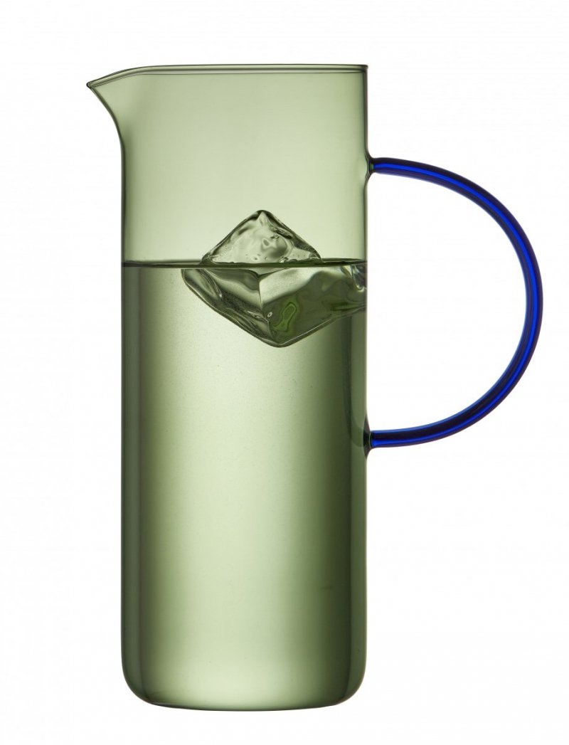 Lyngby Glass TORINO Dzbanek do Wody 1,1 l Zielony / Uchwyt Niebieski