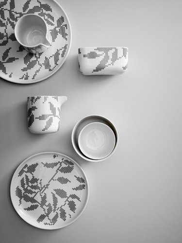 Menu GREY LEAVES Cukiernica z Drewnianą Pokrywką / Biała