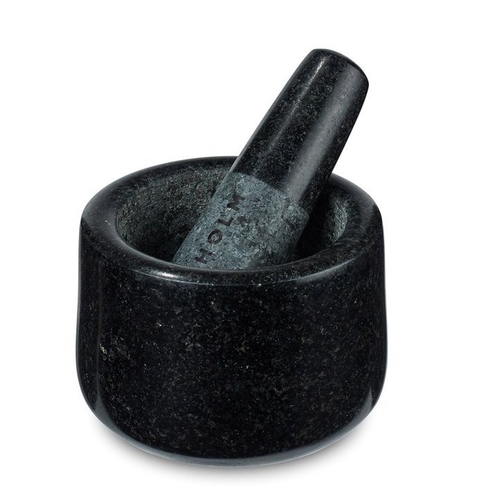 Holm MORTAR Granitowy Moździerz 12 cm z Tłuczkiem / Czarny