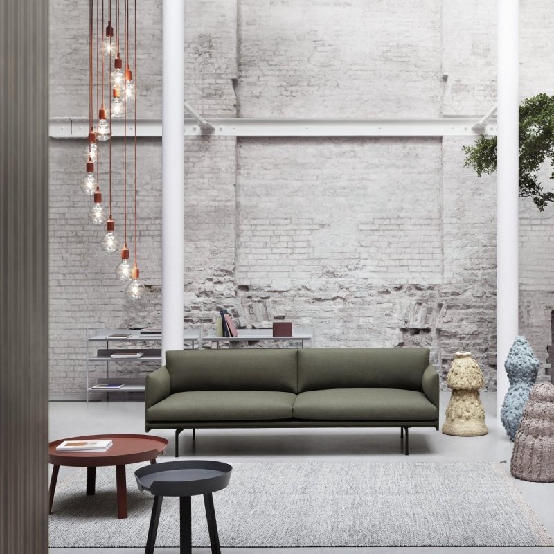 Muuto OUTLINE Sofa 3-Osobowa - Jasnoszara - Tkanina Vancouver 14 / Czarne Nogi