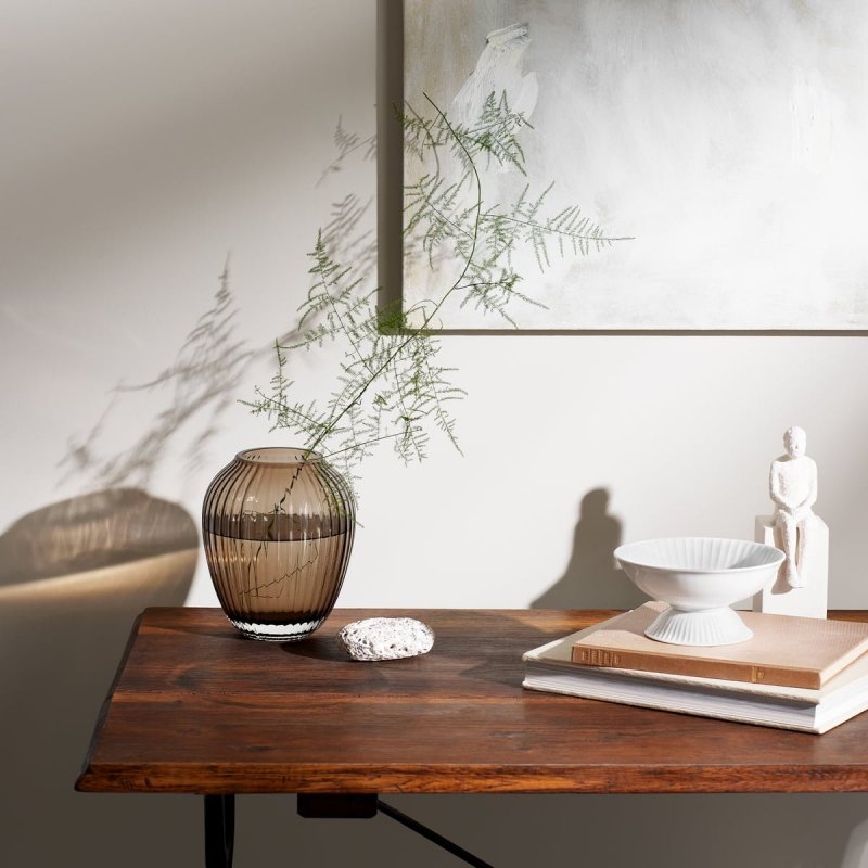 Kähler HAMMERSHØJ Szklany Wazon do Kwiatów 15 cm Brązowy Walnut