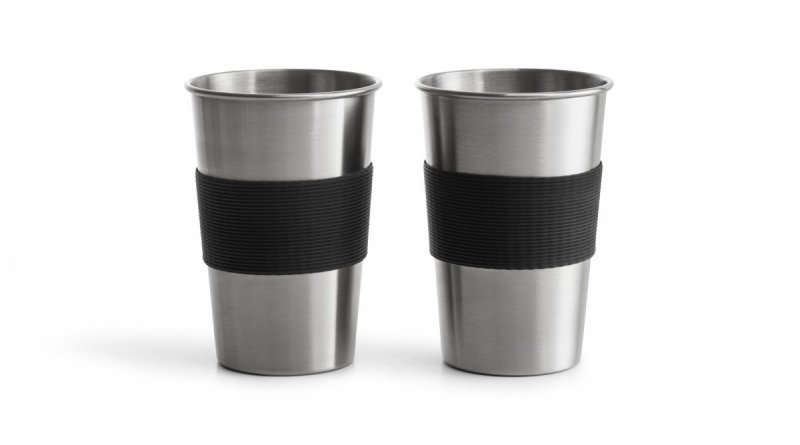 Sagaform TO GO Kubek Stalowy 500 ml - Zestaw 2 Kubków Srebrny
