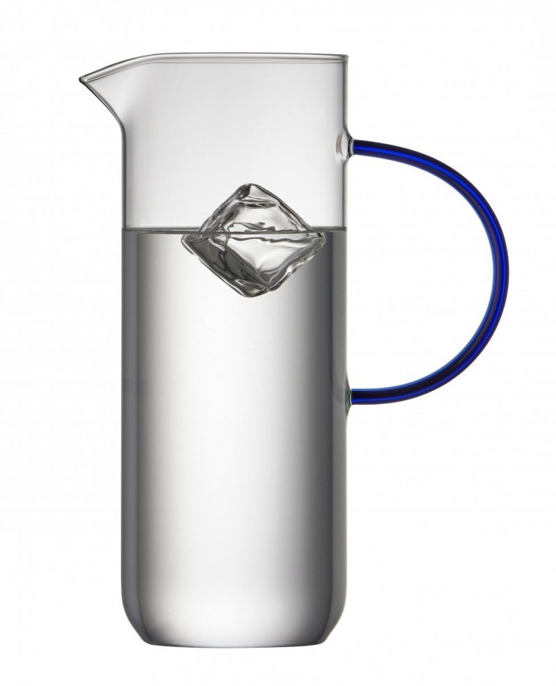 Lyngby Glass TORINO Dzbanek do Wody 1,1 l Bezbarwny / Uchwyt Niebieski