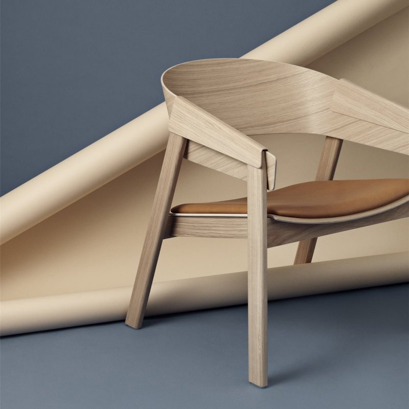 Muuto COVER LOUNGE Krzesło Drewniane - Szare