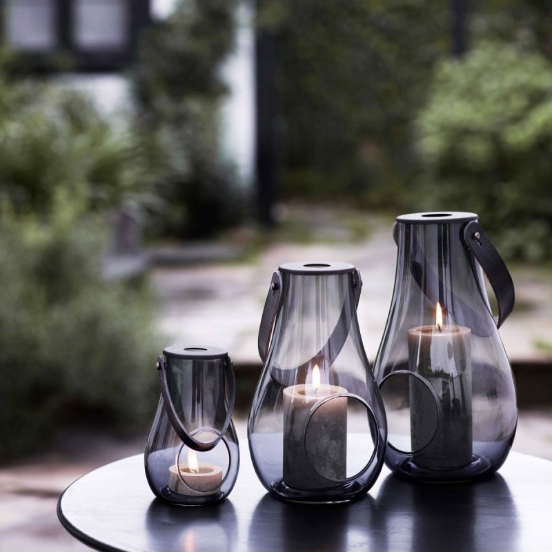 Holmegaard DESIGN WITH LIGHT Lampion - Świecznik 29 cm Smoke Szary