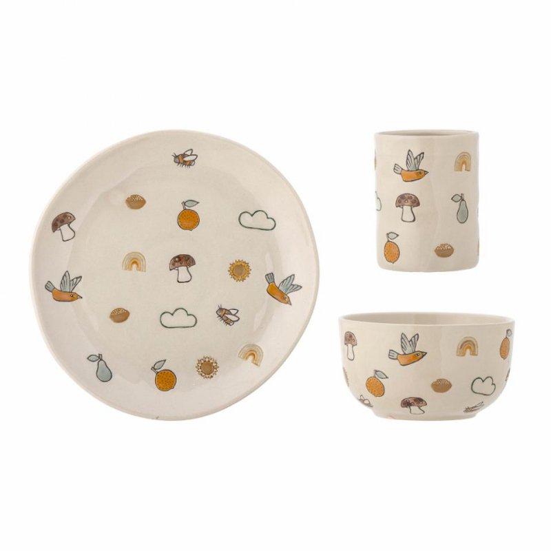 Bloomingville AGNES Ceramiczny Zestaw Naczyń dla Dzieci / 3 El.