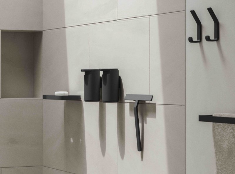 ZONE Denmark RIM Półka Łazienkowa - Prysznicowa 22 cm Czarna