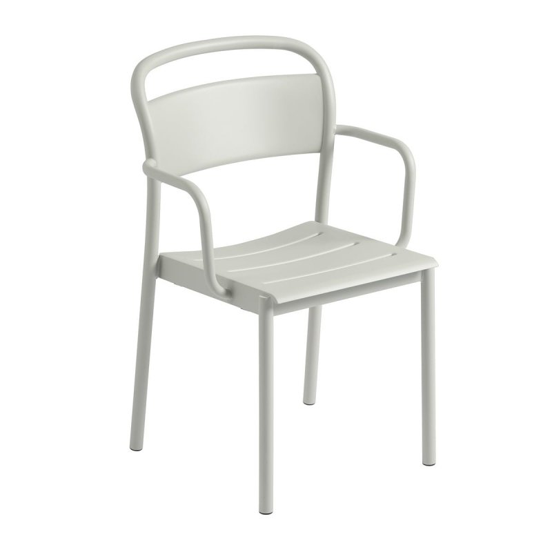 Muuto LINEAR Ogrodowe Krzesło Metalowe z Podłokietnikiem / Szare