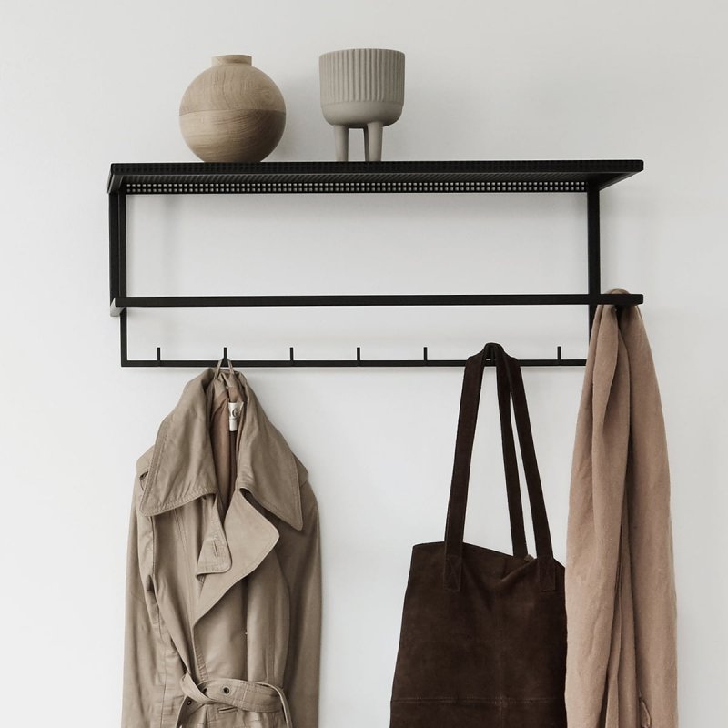 Kristina dam studio GRID Ścienny Wieszak na Ubrania z Półką / Biały