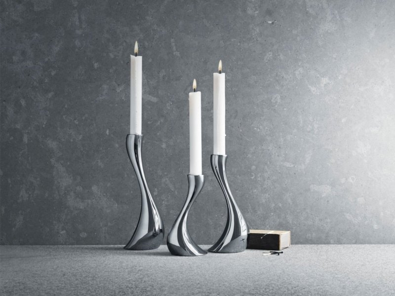 Georg Jensen COBRA Zestaw 3 Świeczników ze Stali Polerowanej