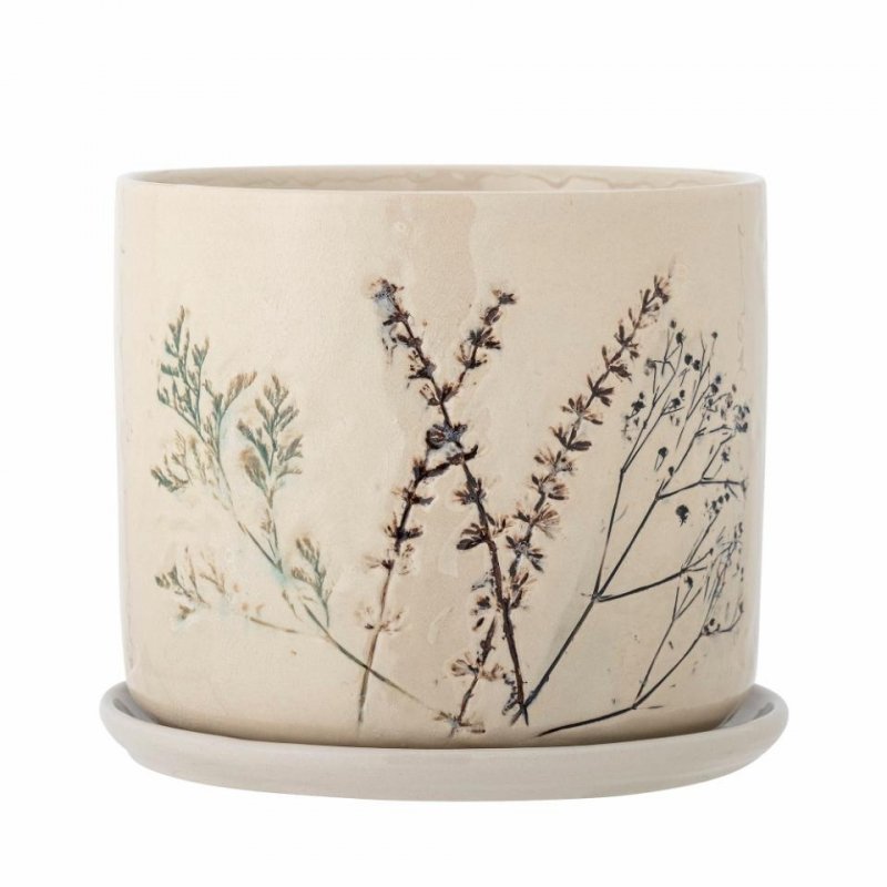 Bloomingville BEA Ceramiczna Doniczka ze Spodkiem do Kwiatów