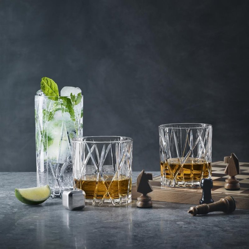 Orrefors CITY Kryształowe Szklanki do Whisky Drinków 340 ml / 4 Szt.