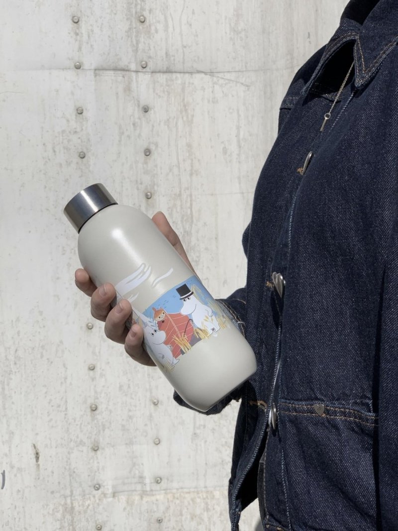 Stelton KEEP COOL Stalowa Butelka do Wody 750 ml MUMINKI Jasnoszara