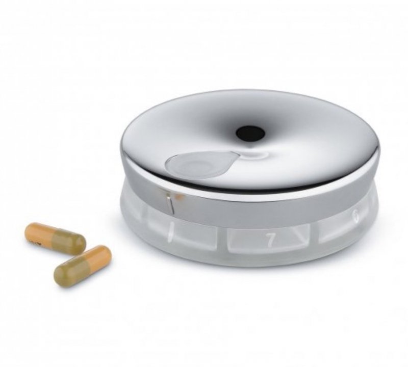 Alessi YOYO Pojemnik na Leki - Pudełko na Tabletki / Srebrne