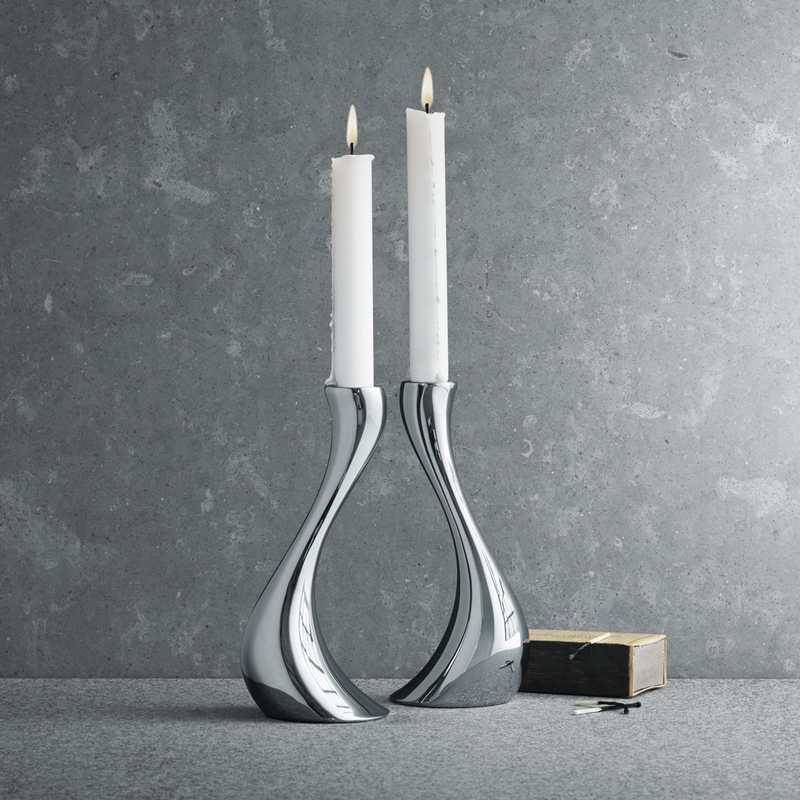 Georg Jensen COBRA Świecznik 20 cm 2 Szt. / Srebrny Polerowany
