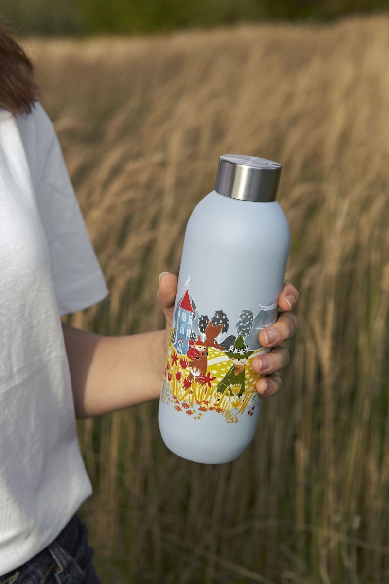 Stelton KEEP COOL Stalowa Butelka do Wody 750 ml MUMINKI Niebieska / Camping