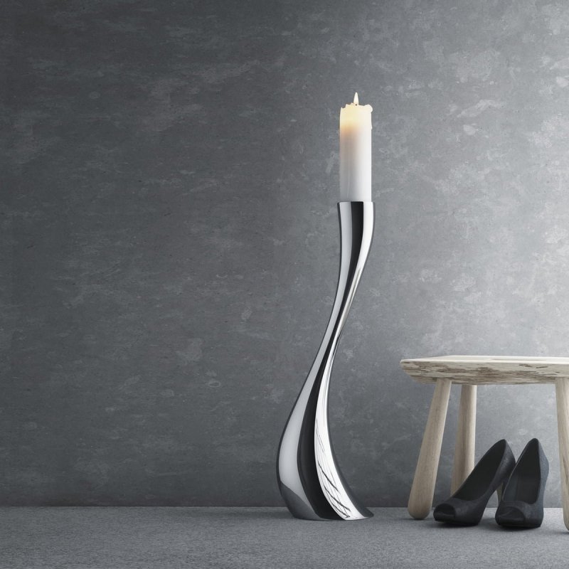 Georg Jensen COBRA Świecznik Podłogowy 60 cm Srebrny / Stal Polerowana
