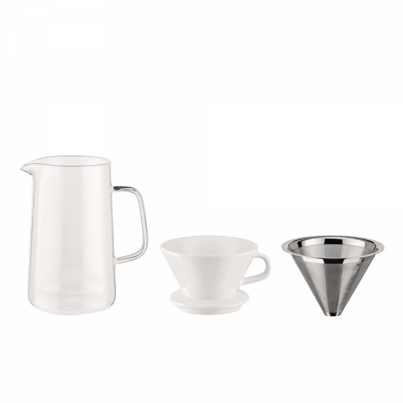 Alessi COFFEE Zestaw do Parzenia Slow Coffee / Dzbanek z Filtrem i Ręczny Młynek do Kawy