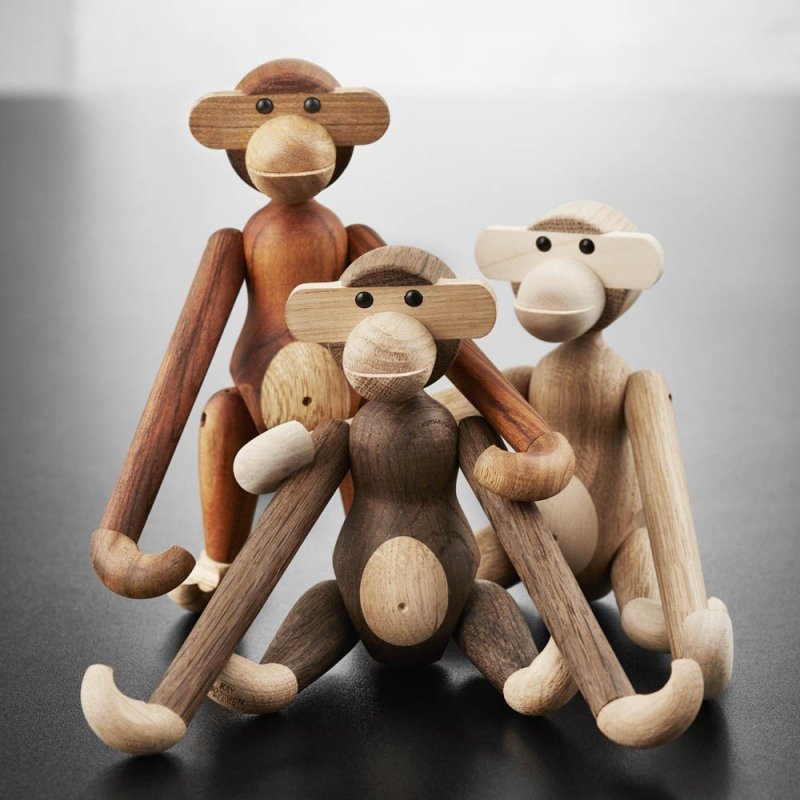 Kay Bojesen MONKEY Dekoracja - Figurka Drewniana Małpka Mała - Drewno Klon/Buk