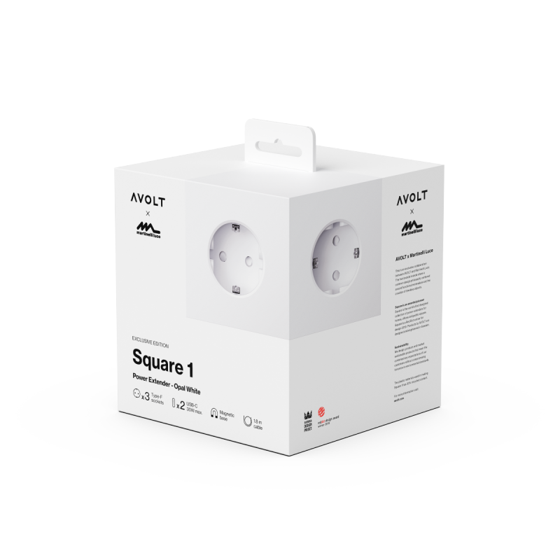 Avolt SQUARE 1 Listwa Zasilająca z Podwójnym USB-C i Magnetyczną Podstawą 1,8 m / Biała