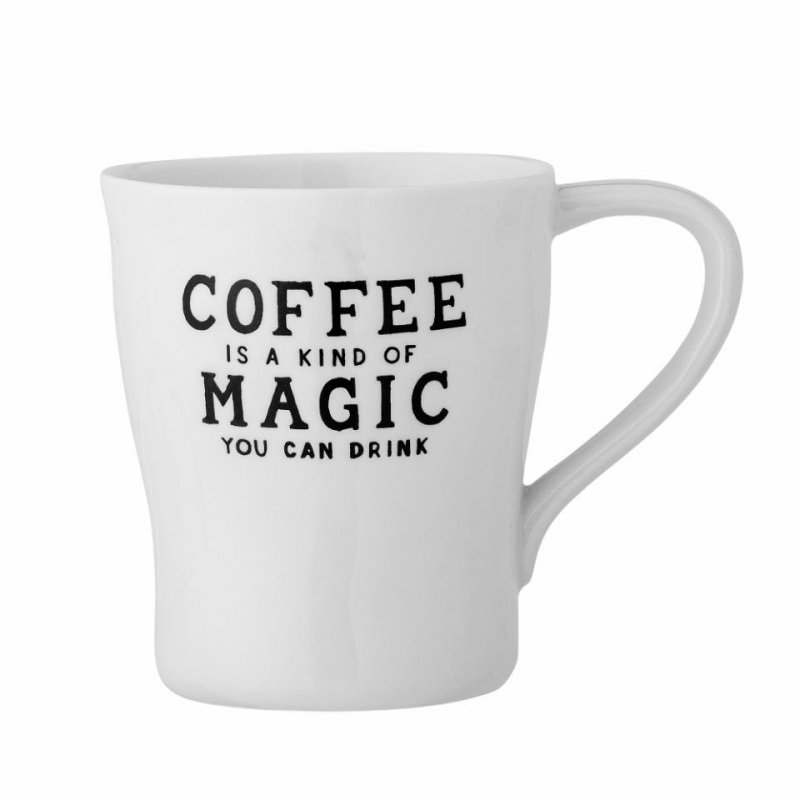 Bloomingville WENDY Kubek 330 ml Biały z Napisem / Coffee Magic