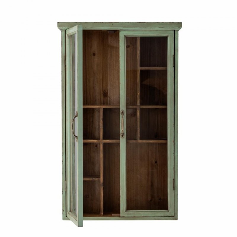 Bloomingville HAZEM Witryna - Szafa z Efektem Postarzania 80 cm / Zielona