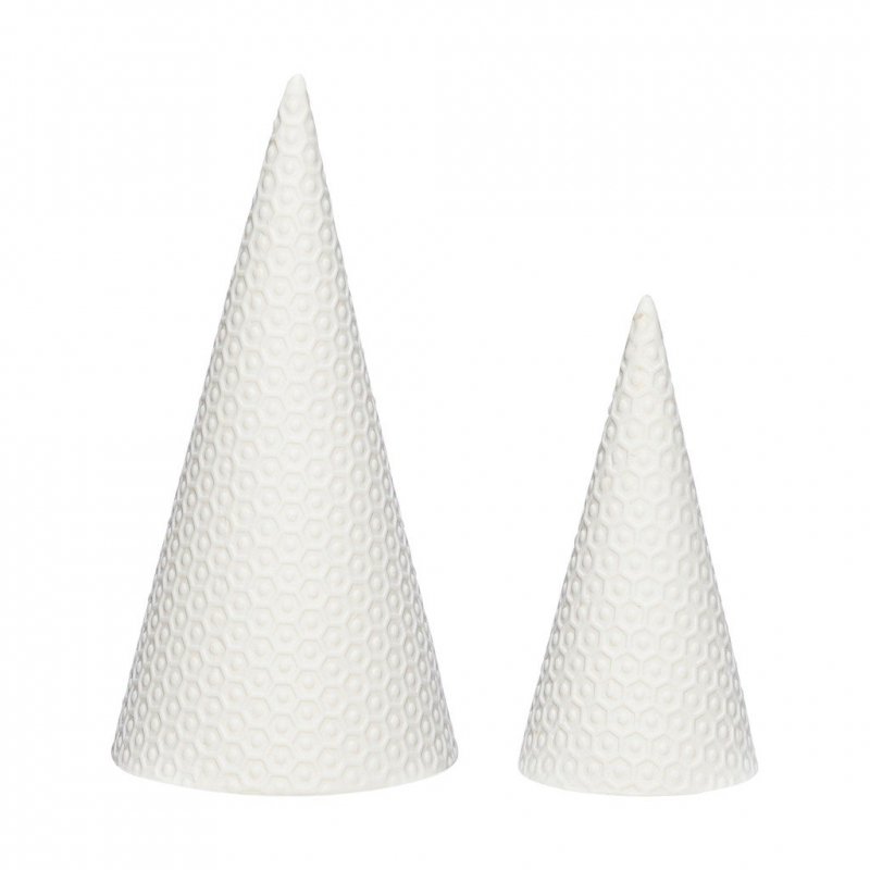 Hubsch CHRISTMAS Dekoracja Świąteczna - Choinka Ceramiczna 2 Szt. Biała
